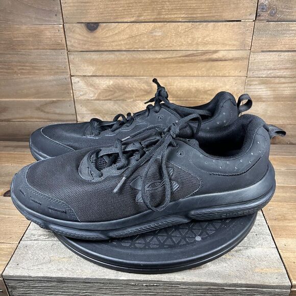 Under Armour Mens Sz 13 Charged Assert 9 Black Lace Up Running Shoes Sneaker - Picture 3 of 10